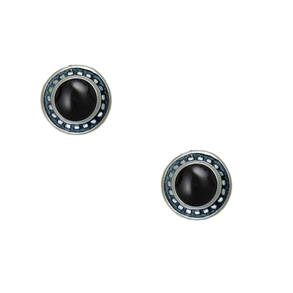 Sterling Silver Petite Black Onyx Post Stud Earrings
